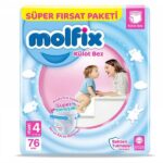 پوشک مولفیکس شورتی سایز 4 بسته 76 عددی اصل ترکیه