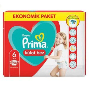 پوشک شورتی پریما سایز 6 بسته 34 عددی لهستان