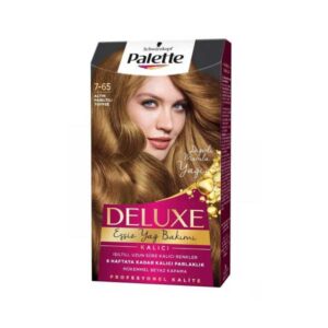 کیت رنگ مو تافی طلایی براق پلت سری Deluxe مدل Kalici شماره 7.65